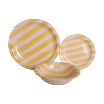 Tableware Home ESPRIT Yellow Blue Red Stoneware Stripes Mediterranean 27,5 x 27,5 x 2,8 cm 18 Pieces