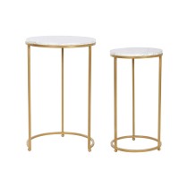 Set of 2 tables Home ESPRIT Golden Metal Marble 40 x 40 x 64 cm