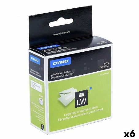 Etiquettes pour Imprimante Dymo 500 Pièces 25 x 54 mm Blanc Noir (6 Unités)