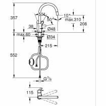 Mitigeur Grohe Start Flow - 30569000 Laiton Forme en C