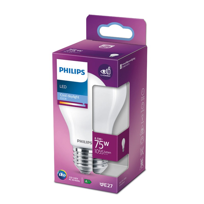 Lampe LED Philips E 8,5 W E27 1055 lm Ø 6 x 10,4 cm (6500 K)