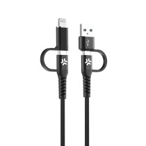 Câble USB vers USB-C et Lightning Celly USBC4IN1BK Noir 2 m