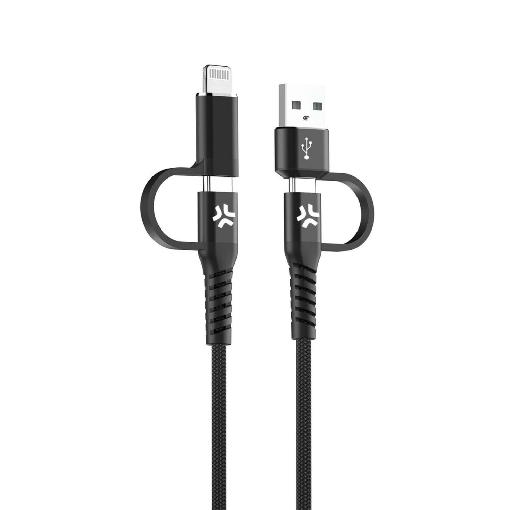 USB-Kabel auf USB-C und Lightning Celly USBC4IN1BK Schwarz 2 m