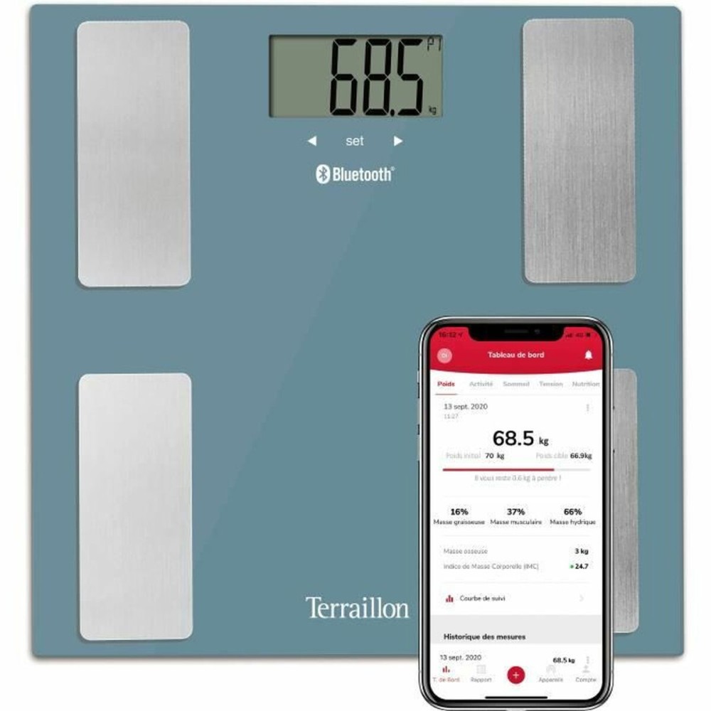 Balance intelligente Terraillon Smart Connect App Bluetooth 160 kg Bleu