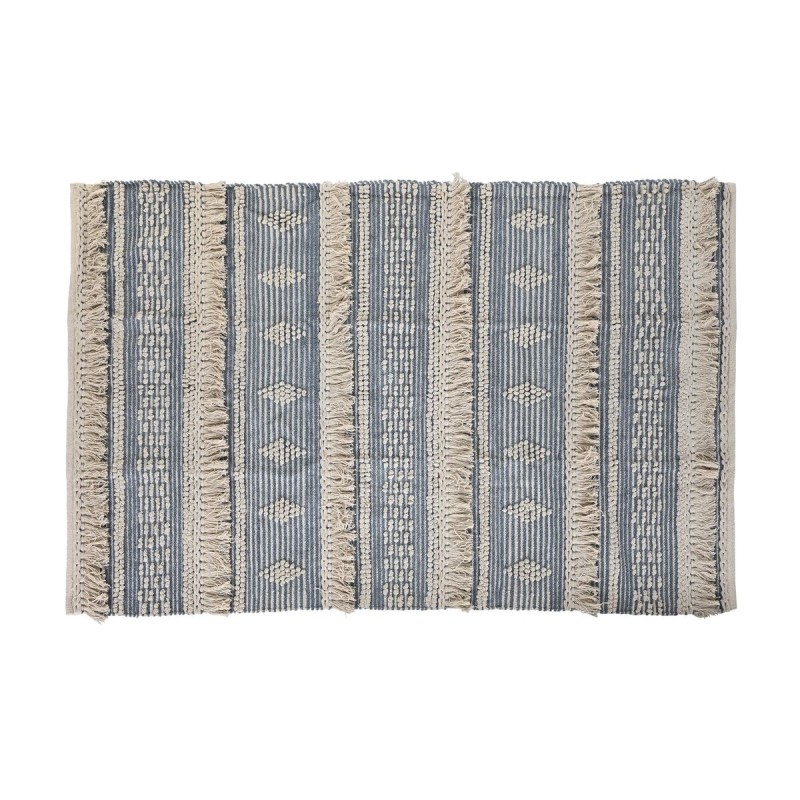 Teppich DKD Home Decor 180 x 120 x 2 cm Blau Baumwolle Weiß Boho