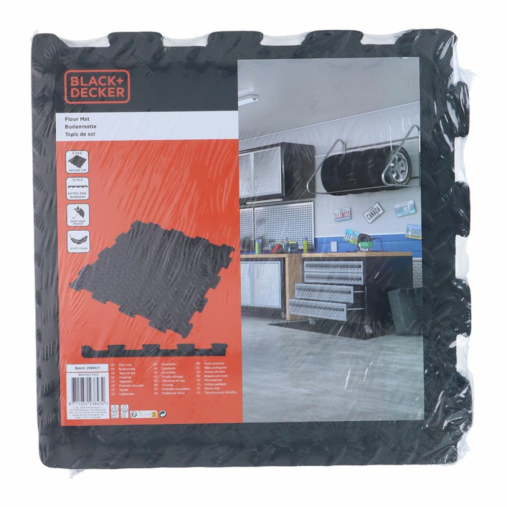 EVA foam tiles Black & Decker Black Eva Rubber 40 x 40 cm (6 Pieces)