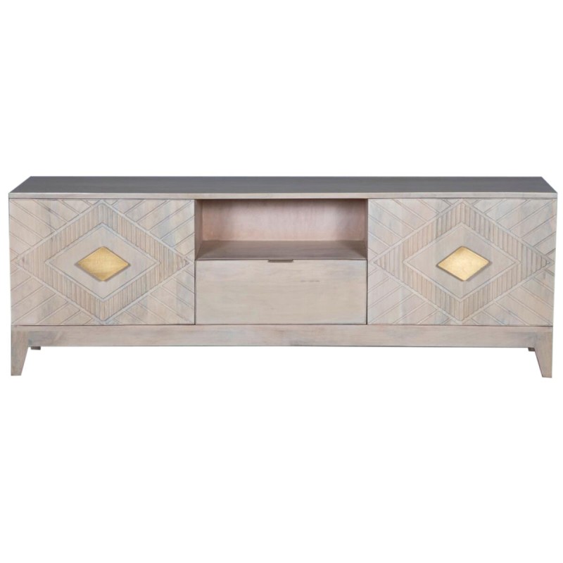 TV furniture DKD Home Decor Beige Metal Mango wood 175 x 40 x 60 cm