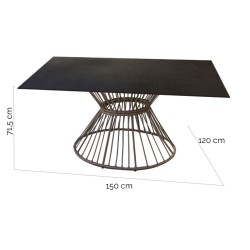 Dining Table Ariki 150 x 120 x 71,5 cm synthetic rattan Steel