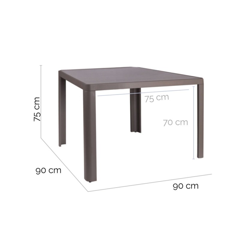 Table de Salle à Manger Stella 90 x 90 x 75 cm Gris Aluminium