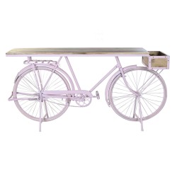 Console DKD Home Decor Bicyclette 180 x 41 x 94 cm Rose clair Fer Bois de manguier