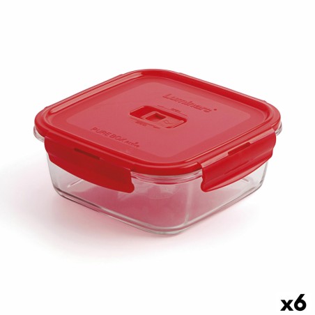 Lunchbox hermetisch Luminarc Pure Box Rot 1,22 L Glas (6 Stück)