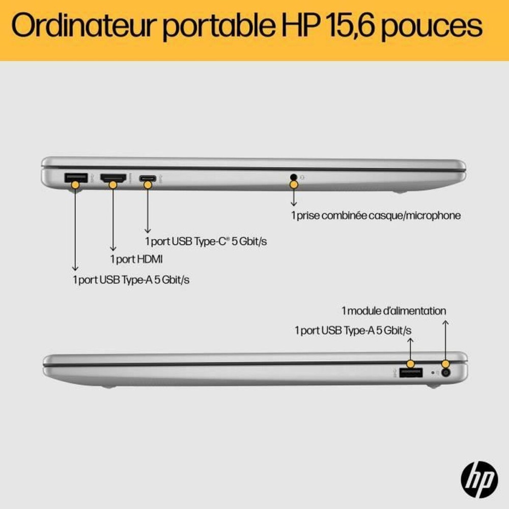 Ordinateur Portable HP FC0071NF 15,6" ryzen 5-7520u 16 GB RAM 512 GB SSD Azerty Français