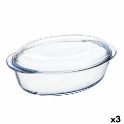 Oven Dish Pyrex Classic Vidrio Transparent Glass 33 x 20 x 10 cm With lid (3 Units)