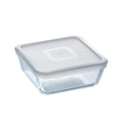 Panier-repas carré avec couvercle Pyrex Cook&freeze 850 ml 14 x 14 cm Transparent verre Silicone (6 Unités)