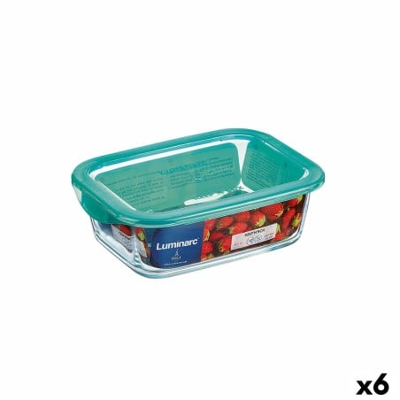 Boîte à repas rectangulaire avec couvercle Luminarc Keep'n Lagon Turquoise 1,97 l 22 x 15,6 x 7,2 cm verre (6 Unités)