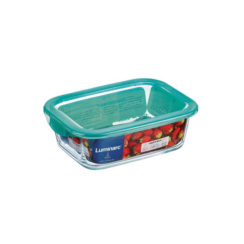 Rectangular Lunchbox with Lid Luminarc Keep'n Lagon Turquoise 1,97 l 22 x 15,6 x 7,2 cm Glass (6 Units)