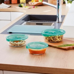 Panier-repas rond avec couvercle Luminarc Keep'n Lagon 13,5 x 6 cm Turquoise 680 ml verre (6 Unités)