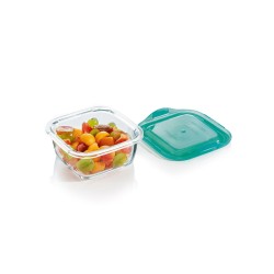 Panier-repas carré avec couvercle Luminarc Keep'n Lagon 10 x 5,4 cm Turquoise 380 ml Bicolore verre (6 Unités)