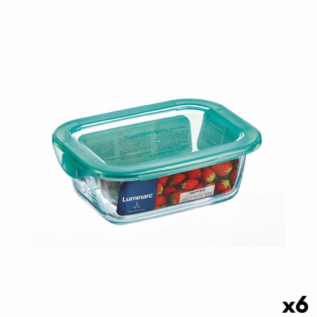 Rechteckige Lunchbox mit Deckel Luminarc Keep'n Lagon 18,5 x 13 x 6,6 cm türkis 1,22 L Glas (6 Stück)