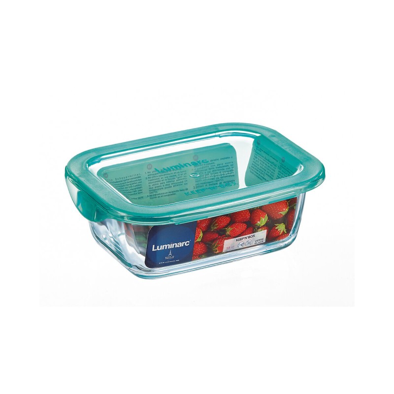 Boîte à repas rectangulaire avec couvercle Luminarc Keep'n Lagon 18,5 x 13 x 6,6 cm Turquoise 1,22 L verre (6 Unités)