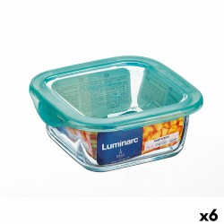 Viereckige Lunchbox mit Deckel Luminarc Keep'n Lagon 15,6 x 6,6 cm türkis 1,22 L Glas (6 Stück)