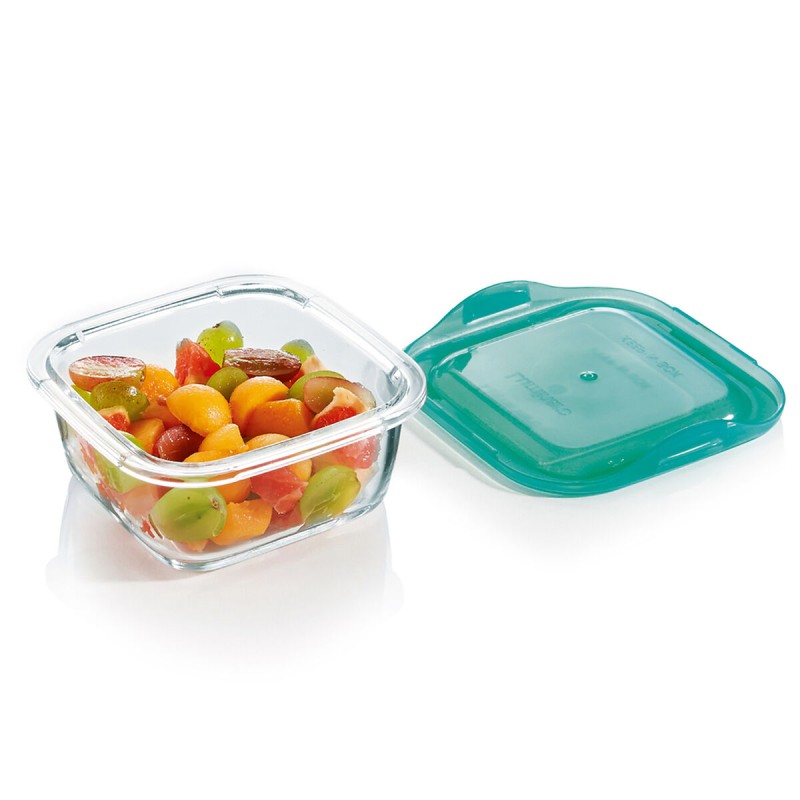 Panier-repas carré avec couvercle Luminarc Keep'n Lagon 15,6 x 6,6 cm Turquoise 1,22 L verre (6 Unités)