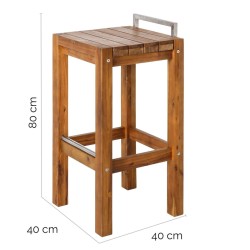 Tabouret Norah Bois Acier inoxydable 40 x 40 x 80 cm