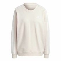 Damen Sweater mit Kapuze Adidas 3 Stripes Ft Swt Weiß Beige