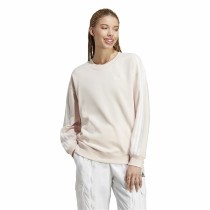 Damen Sweater mit Kapuze Adidas 3 Stripes Ft Swt Weiß Beige