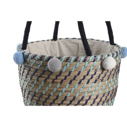 Basket set DKD Home Decor Polyester Pompoms 43 x 43 x 43 cm Seagrass