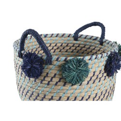 Set de basket DKD Home Decor 46 x 44 x 34 cm Pompons polypropylène Herbier marin