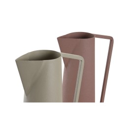 Vase DKD Home Decor Beige Rosa Eisen 12 x 10 x 35 cm (2 Stück)