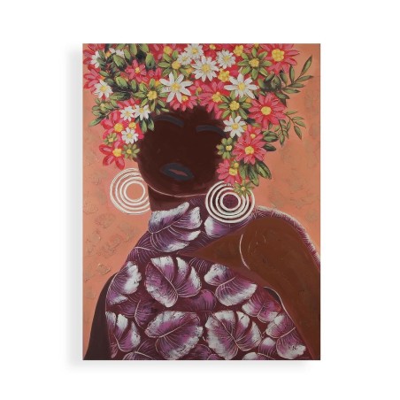 Painting Versa Pink Flowers Canvas Pinewood 2,8 x 90 x 120 cm