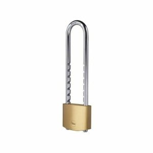 Key padlock Yale Brass Rectangular Golden