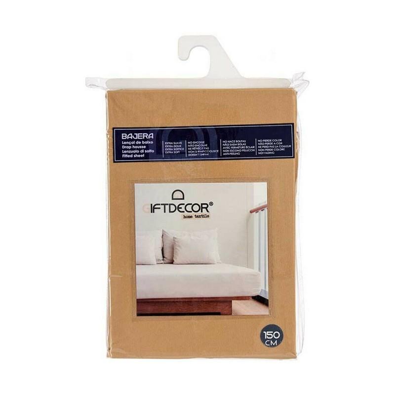 Drap housse 150 cm Beige (12 Unités)