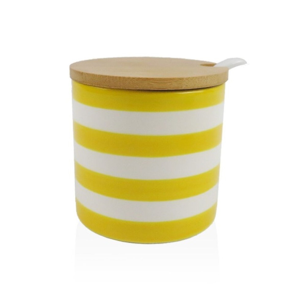 Sugar Bowl Versa Yellow Ceramic Dolomite 8 x 8 x 8 cm Stripes Circular