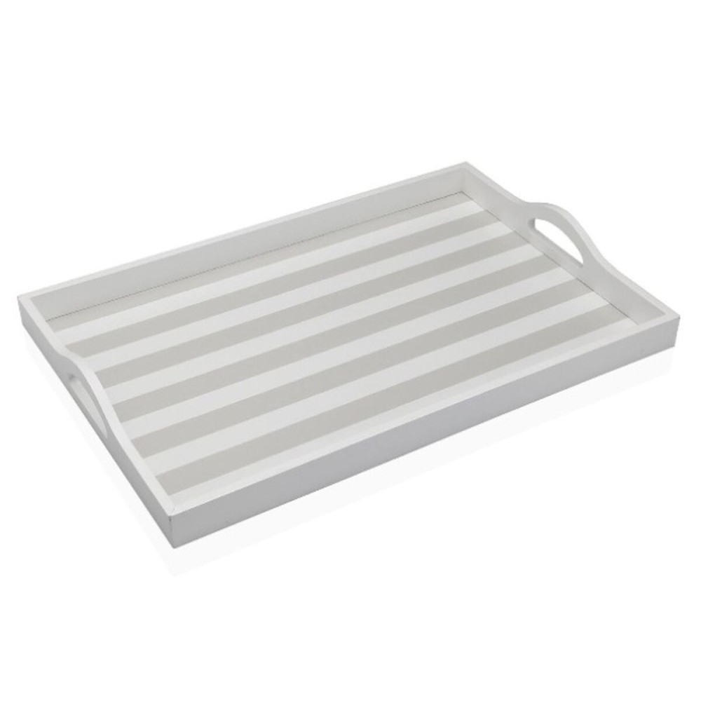 Tray Versa Grey MDF Wood 30 x 5 x 45 cm Stripes