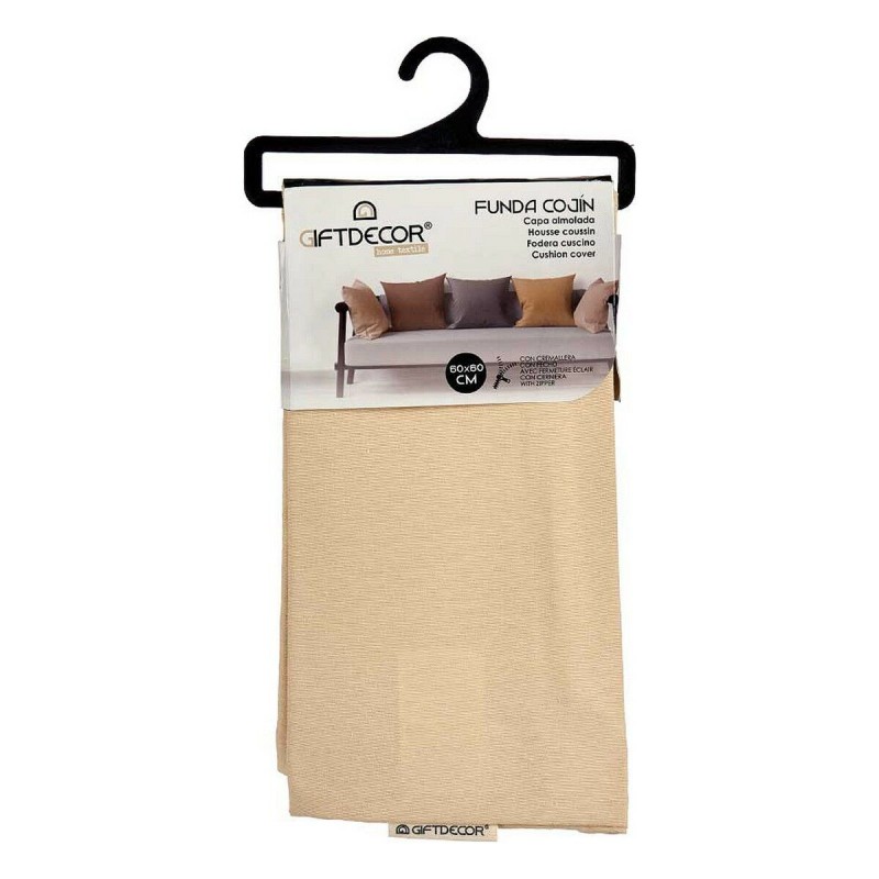 Housse de coussin 60 x 0,5 x 60 cm Beige (12 Unités)