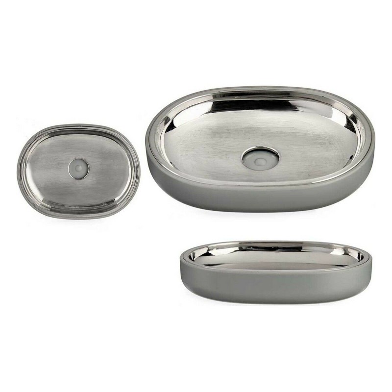 Soap dish Berilo BP15-004-3 Grey Silver Stainless steel Plastic 9,5 x 2,5 x 13 cm (6 Units)