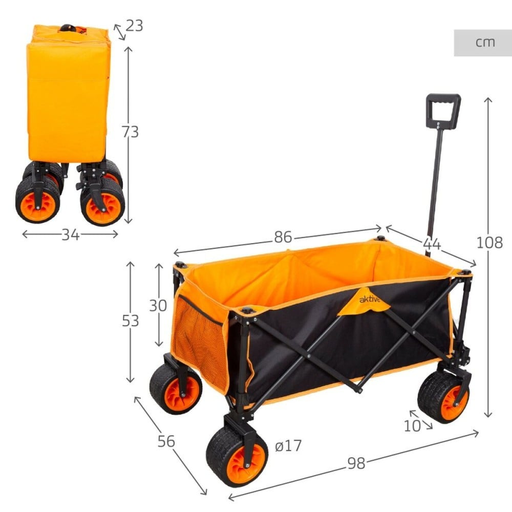 Chariot Multi-usages Aktive Orange Polyester PVC Acier 86 x 108 x 44 cm Pliable Plage