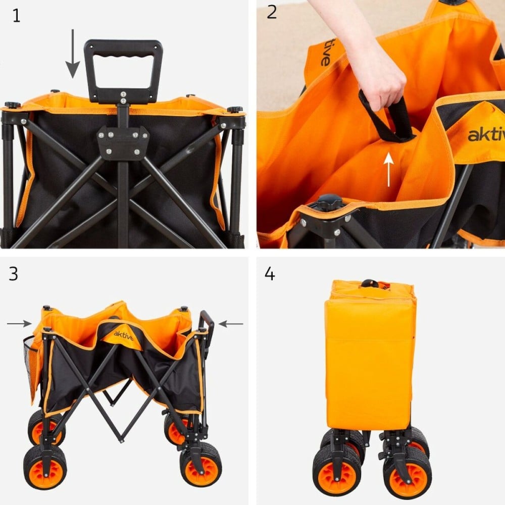 Multi-purpose Cart Aktive Orange Polyester PVC Steel 86 x 108 x 44 cm Foldable Beach