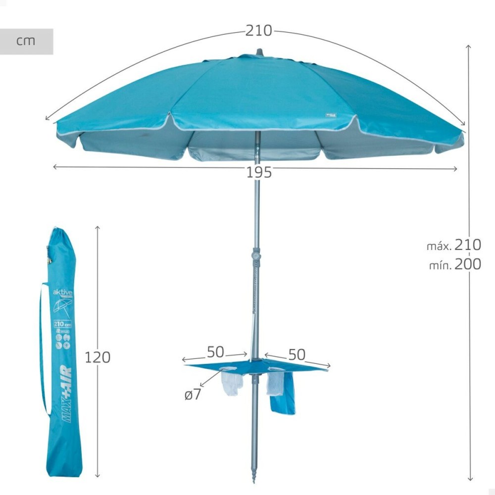 Parasol Aktive Acier Tissu Oxford 210 x 205 x 210 cm