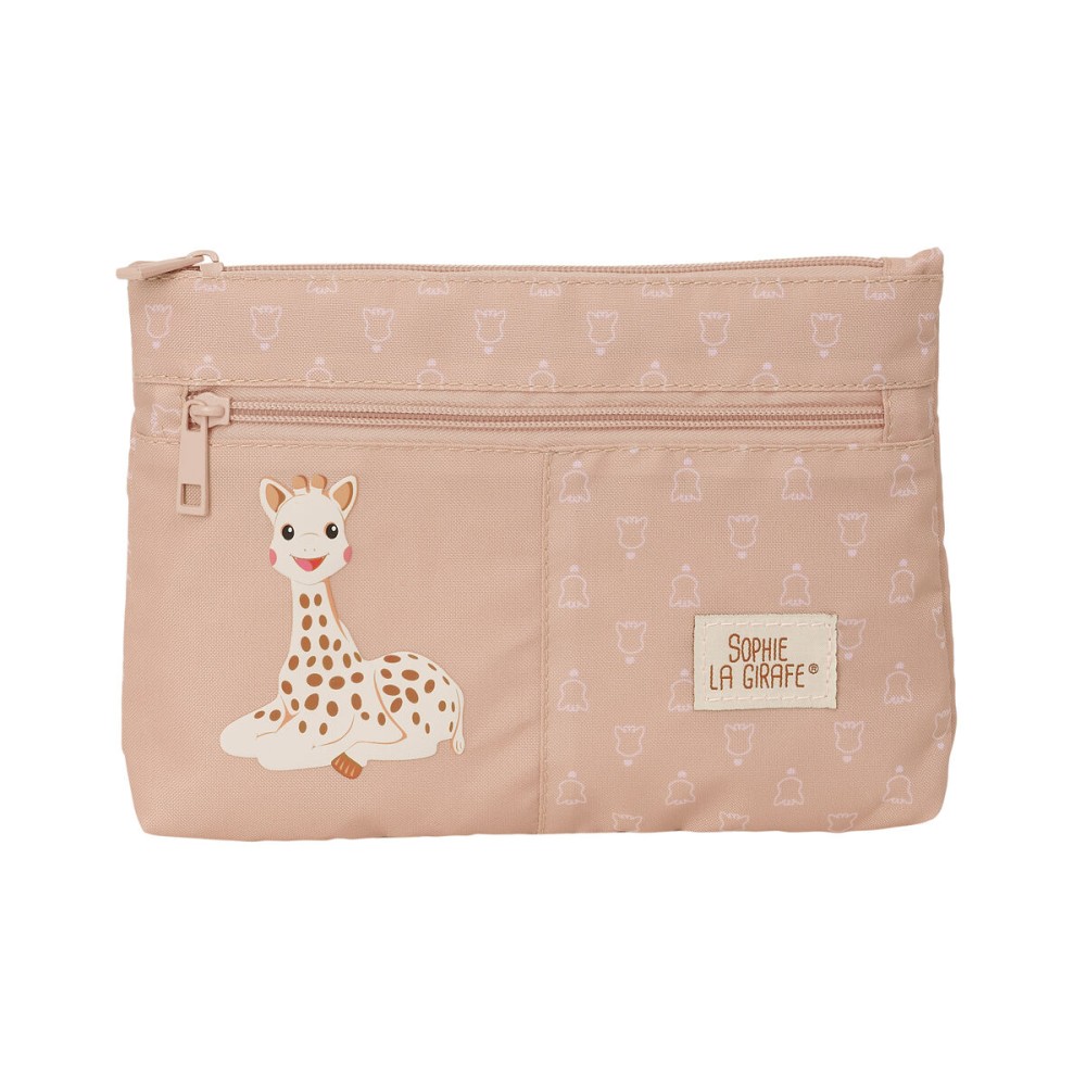 Trousse Fourre-Tout Double Sophie la Girafe Beige 23 x 16 x 3 cm