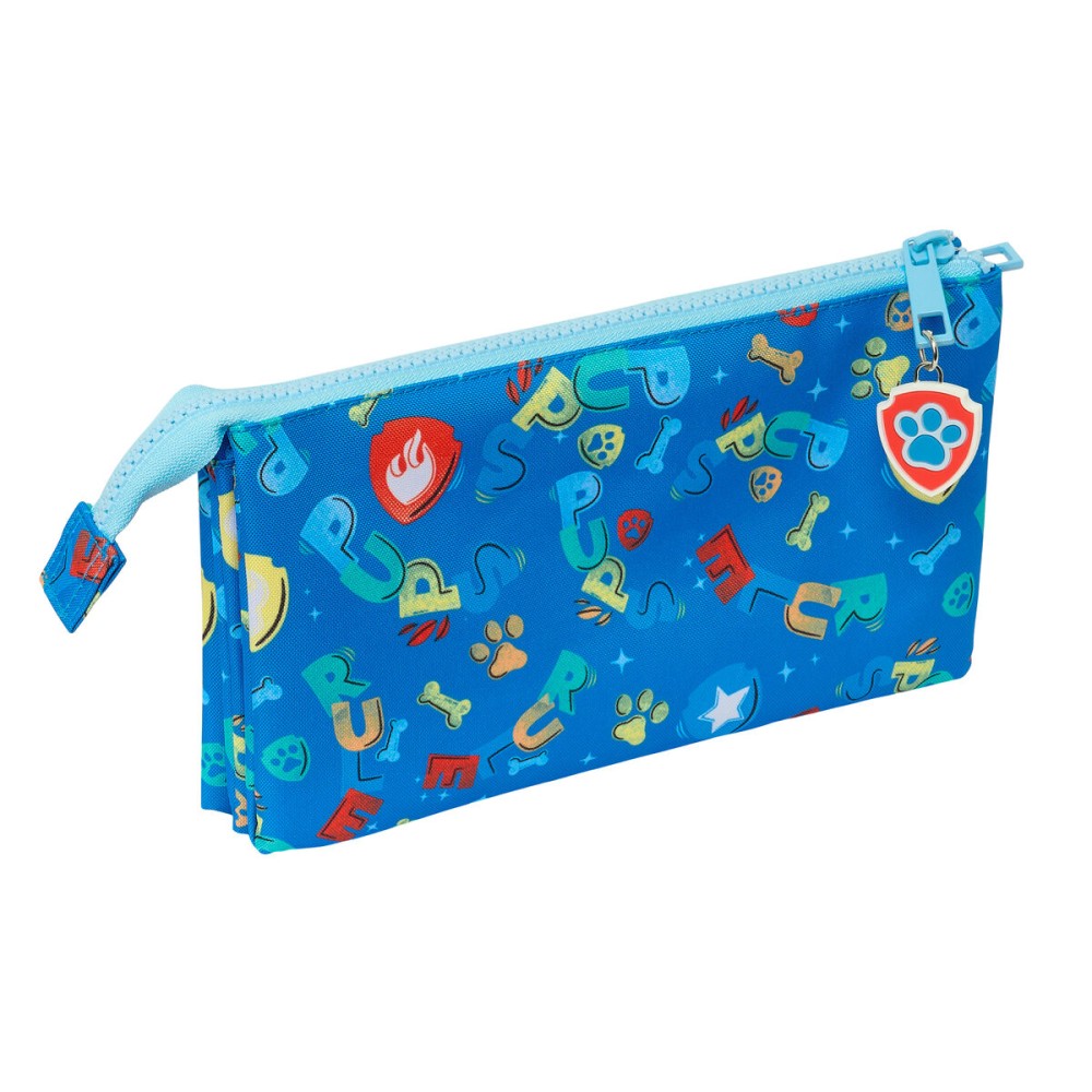 Dreifaches Mehrzweck-Etui The Paw Patrol Pups rule Blau 22 x 12 x 3 cm