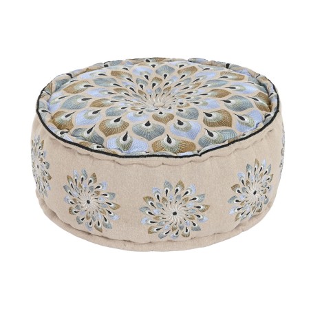 Pouf DKD Home Decor Bleu Beige 60 x 60 x 27 cm