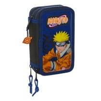 Dreifaches Federmäppchen Naruto Ninja Blau Schwarz 12,5 x 19,5 x 5,5 cm 36 Stücke