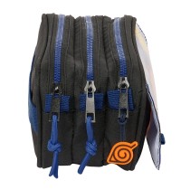 Dreifaches Mehrzweck-Etui Naruto Ninja Blau Schwarz 21,5 x 10 x 8 cm