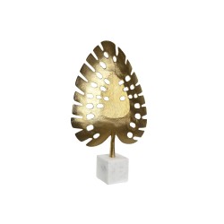 Figurine Décorative DKD Home Decor 28 x 7,5 x 47 cm Doré Blanc Tropical Feuille d'une plante