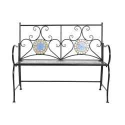 Banc DKD Home Decor Noir Multicouleur Mosaïque 111 x 54 x 88 cm