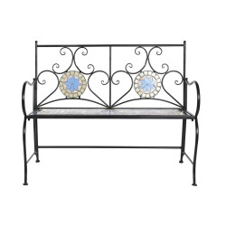 Bench DKD Home Decor Black Multicolour Mosaic 111 x 54 x 88 cm